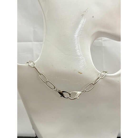 Silver Tone Paperclip Chain Large Oval Link Chain Chunky Necklace Unisex 26” - Picture 2 of 3